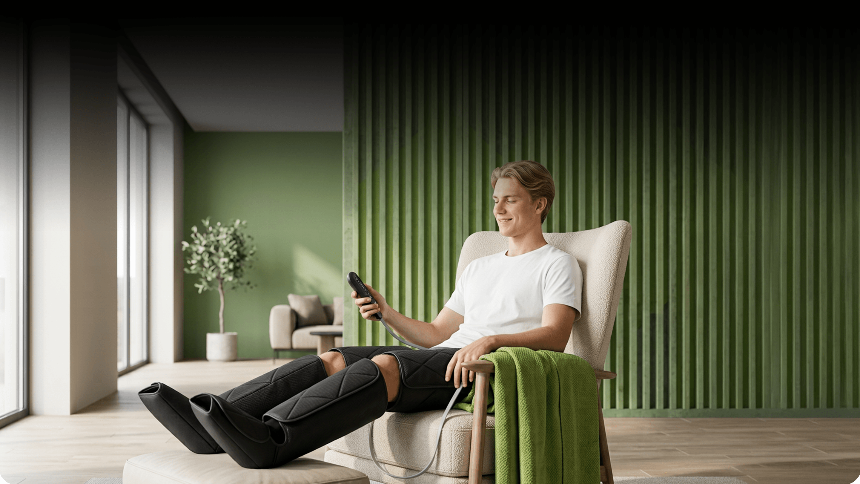 Компресійний масажер для ніг RENPHO Foot Calf and Thigh Air Massager - Black RP-ALM079H-BK
